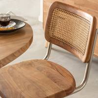 Chaise cantilever Vandana Lyra Terra en bois d'acacia et rotin (lot de 2)