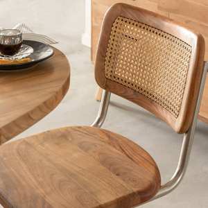 Chaise cantilever Vandana Lyra Terra en bois d'acacia et rotin (lot de 2) - Product Image 4