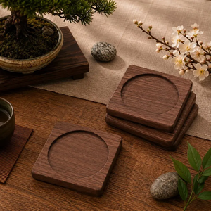 Juego de 4 Posavasos de Madera, Posavasos Cuadrados para Bebidas, Posavasos de Madera Maciza para Proteger la Mesa de Centro - Product Image 4