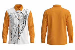 เสื้อเชิ้ตทำงาน เสื้อผ้าสำนักงาน ระบายอากาศได้ดี แขนยาว พิมพ์ลายใบไม้ตามสั่ง รับผลิตแบบ OEM ODM เสื้อเชิ้ตผู้ชาย - Product Image 4