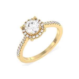 Bague de fiançailles REYES avec halo de diamants cultivés en laboratoire certifiés IGI, en or massif 14 carats, diamants HPHT CVD, cadeau de mariage, bijoux fins pour elle - Product Image 6