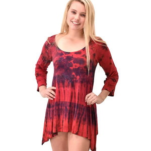 ชุดเดรสทูนิคสไตล์โบฮีเมียน ลายย้อมสีแบบย้อนกลับ ผ้าเรยอนผสมสแปนเด็กซ์ เหมาะสำหรับงานเทศกาล - Product Image 1