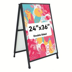 Support d'affichage publicitaire portable en métal double face, étanche, pour trottoir, type panneau sandwich, pour affiches publicitaires - Product Image 1