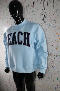 Sweat-shirt à col montant TEACH SKY BLUE 100% bleu avec broderie appliquée, col large, URBAN PRODUCTIONS - Product Image 5