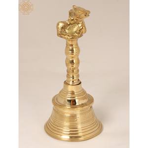 กระดิ่งขนาดเล็ก5นิ้วทำด้วยมือทำจากทองเหลืองสินค้าทำในอินเดียเข็มขัดโลหะแบบดั้งเดิม - Product Image 1