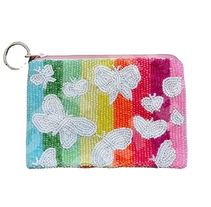 Multi colour Butterfly <b>Seed</b> Beaded Coin Pouch Beautiful Customized Beaded Coin Purse Wallet for Women Trendy Coin Pouch with - Product Image 1