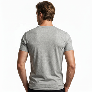เสื้อยืดผู้ชายทรงปกติ 180 GSM ผ้าฝ้ายผสมวิสโคส สีเทาเฮเธอร์ พิมพ์ลายตามสั่ง ขายส่ง - Product Image 2