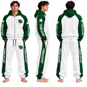 Ensemble de survêtement d'hiver pour homme 100 % polyester, coupe-vent à manches longues, blocs de couleur, fermeture éclair intégrale, faible MOQ, prix abordable, haute qualité - Product Image 2