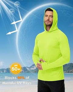 เสื้อเชิ้ตแขนยาวมีฮู้ดสีเขียวมะนาวสำหรับผู้ชาย แห้งเร็ว ทรงเข้ารูป สวมใส่สบาย - Product Image 5