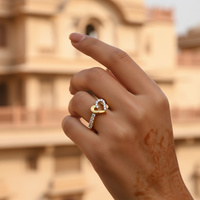 Bague Cœur en Or Massif 10K Faite à la Main, Diamant Brillant VVS1 Cultivé en Laboratoire, Vente Directe Usine, Bague de Promesse Romantique Personnalisée pour Femme