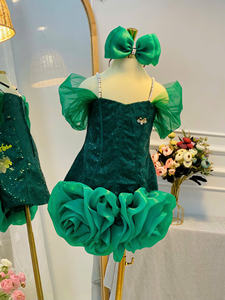 Nouvelle Robe de Soirée Longue Décontractée Superposée à Col Halter pour Filles, en Velours et Tulle, Épaules Dénudées, 1-10 Ans, Modèle 2025, ODM/OEM - Product Image 4