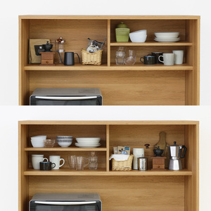 Modern Brown Shirai Storage Cabinet 2 Shelves Wheels Home Office Living Room Furniture Antique Luxury Style Wood Japan Vietnam - Product Image 3