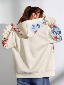 Sudadera con capucha de corte holgado para mujer, con cremallera completa, mezcla de algodón, estampado gráfico de calavera, estilo oversize, streetwear, logotipo personalizado, otoño invierno, OEM ODM - Product Image 2