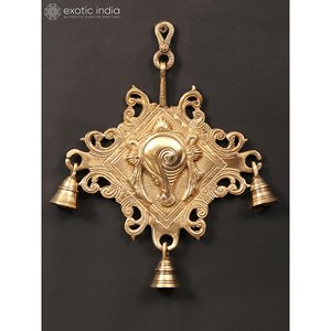 Cloche murale en laiton au design exotique indien, élégant objet de décoration pour la maison, fabriqué en Inde - Product Image 1