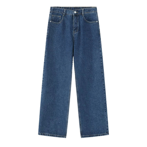 Custom 100% Cotton Straight Fit Baggy Washed Jeans Vintage Strip Denim Pants for Men Streetwear Style Solid Black <b>Trousers</b> - Product Image 2