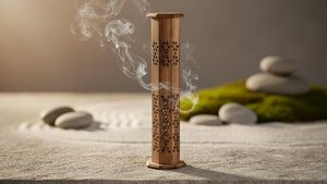 Handcrafted Wooden <b>Incense</b> Stick Holder with Floral Cutout Design Decorative Ash Catcher Home Meditation Yoga and Aromatherapy - Product Image 6