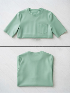 Fabricant de t-shirts en cuir PU personnalisés, t-shirt en cuir véritable uni à col rond, t-shirt en cuir d'été pour homme - Product Image 4