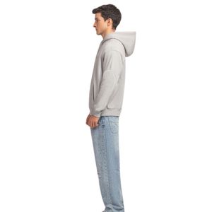 Sudadera con Capucha para Hombre, Corte Regular, Tejido de Felpa Gris, Corte y Costura con Ribete, Estampado Frontal en el Pecho, Sudadera Informal con Capucha, OEM ODM - Product Image 3