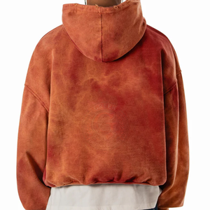 Men's <b>Vintage</b> Mineral Wash Hoodie Oversized Cotton Fleece <b>Sweatshirt</b> with Relaxed Streetwear Fit for Everyday Fashion - Product Image 5