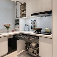 Meubles de cuisine de luxe italiens minimalistes sur mesure en bois massif écologique, modernes, sans poignées, blanc mat, modulaires pour toute la maison