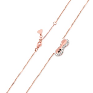<b>Infinity</b> Halo Diamond <b>Necklace</b> with Sculpted Rose <b>Gold</b> Center and Sleek Curved Sparkle Frame - Product Image 4