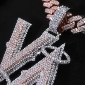 Joyería Hip Hop para Hombre, Colgante Personalizado con Letras, Plata de Ley 925, Diamante Moissanita VVS, Número, Nombre, Inicial, Logotipo - Product Image 3