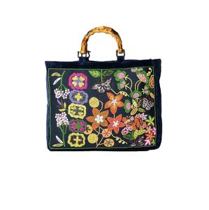 Sac fourre-tout en velours brodé, élégant, fait main, sac fourre-tout naturel pour femmes, sacs à main d'été pour la plage, design unique - Product Image 1