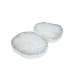 Posavasos de cristal de cuarzo de alta calidad en oferta, posavasos redondos de piedra de cristal para bebidas con soporte para café, para el hogar. - Product Image 2