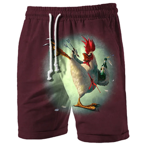 Divertidos Shorts de Playa con Estampado de Pollo Kung Fu, Moda de Verano para Hombres y Niños, Shorts de Baño Casuales con Estampado 3D de Animales, Talla Grande - Product Image 2