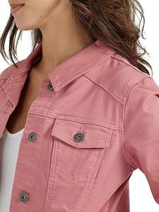แจ็คเก็ตยีนส์สตรีทแวร์สำหรับฤดูหนาว สีชมพูเรียบ ติดกระดุม ทรงครอป เสื้อคลุมยีนส์สำหรับงานปาร์ตี้ สไตล์เซ็กซี่ - Product Image 4