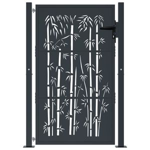 Puerta de Jardín de Acero con Diseño de Bambú, Color Antracita, 39.4x49.2, Producto de Cercas y Puertas - Product Image 3