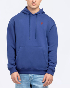 <b>Mens</b> Blue Hooded Fleece Sweatshirt Regular Fit Cotton Casual <b>Pullover</b> with Kangaroo Pocket Autumn Wear - Product Image 5
