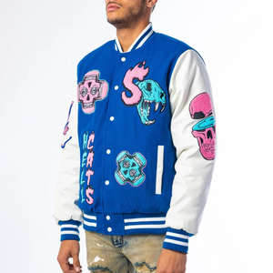 Chaqueta Varsity Personalizada para Hombre, Estilo Urbano, Cuello Alto, Logotipo Frontal, Tejido de Lana Ecológico y Transpirable para Invierno - Product Image 3