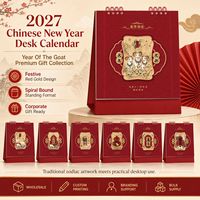 Calendrier de bureau du Nouvel An chinois 2027, Année du Chèvre, Logo personnalisé, Cadeau d'entreprise, Fournisseur en gros pour cadeaux d'affaires