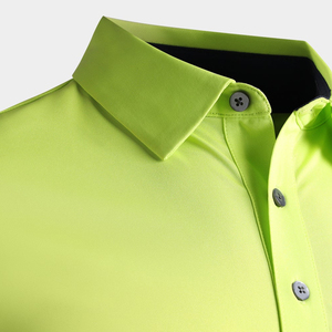 Camiseta de Manga Corta para Hombre, Tejida, 100% Poliéster, Transpirable, de Secado Rápido, Corte Regular, Color Verde Lima Sólido con Rayas Azul Marino - Product Image 3