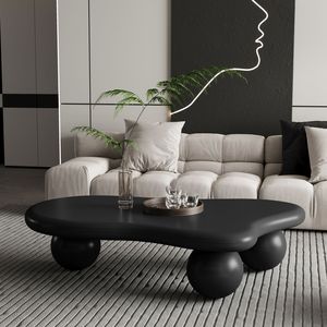 Tavolino da Caffè a Forma di Nuvola da 47 Pollici con 3 Gambe a Sfera, Nero, per Soggiorno - Product Image 3