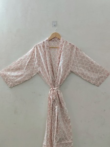 Women's Silk/Cotton V-neck Robe <b>Knee</b> Length Half Sleeve Printed Paisley Pattern Loose Fit Casual Spring Summer Autumn Wear - Product Image 1