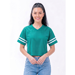 Women Quick Dry Mesh Jerseys V-Neck Mesh Jerseys Women's Cropped Football Mesh Shirts Women Sportswear Mesh Top - Product Image 1