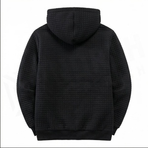 Men's Hooded <b>Fleece</b> <b>Lined</b> Zip-Up Sweatshirt Solid Color Casual Winter <b>Jacket</b> Regular Fit Black - Product Image 2