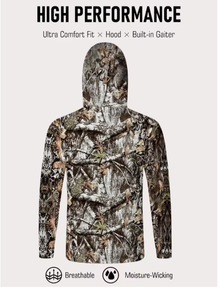 Sweat-shirt à capuche camouflage pour homme, coupe classique, respirant, anti-humidité, vêtements de chasse en plein air, sweat-shirt de chasse camouflage - Product Image 2