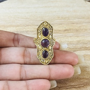 New Arrival Trendy Boho Tribal Amethyst <b>Ring</b> Vintage Brass Jewelry For Women 18K Gold Plated <b>Chunky</b> Statement Wholesale <b>Ring</b> - Product Image 6