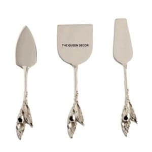 Ensemble de cuillères à fromage avec manche antique, finition soignée, facile à utiliser, nouvelle qualité, en acier inoxydable plaqué argent - Product Image 1