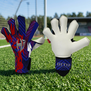 Nouveaux gants de gardien de but en cuir latex allemand bleu pour adultes avec service de logo personnalisé - Product Image 4