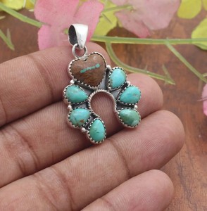 Pendentif Naja en turquoise naturelle et argent sterling 925, fait main, turquoise boulder, fer à cheval, bijoux vintage bohèmes pour femmes, vente en gros - Product Image 6