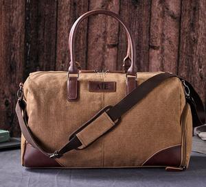 Sac de voyage en toile et cuir à fermeture éclair, sac de week-end, sac de sport LCTB-0079 - Product Image 3