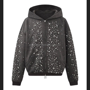 Térmico con bajo MOQ Rhinestone Hoodies Mejor estilo Mejor precio Rhinestone Hoodies Hecho en Pakistán Hombres Rhinestone Hoodies - Product Image 2