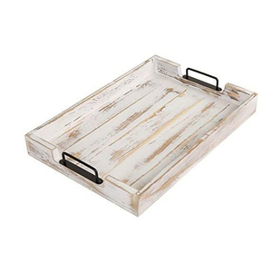 Bandeja de madera para servir con asa de metal para el hogar y hoteles, bandeja de almacenamiento de alimentos para mesa, la más vendida. - Product Image 3