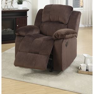 Chocolate Padded Suede Metal <b>Recliner</b> Chair 1pc Motion Rocker Couch for Living Room Furniture - Product Image 3