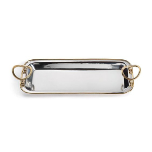 Wholesale Hotel Wedding Parties Tableware Food <b>Serving</b> <b>Tray</b> Top Quality <b>Gold</b> Metal <b>Tray</b> With White Floral Handle In Good Price - Product Image 6