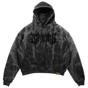 Sweat à capuche vintage 450 GSM en polaire polyester/coton, broderie effet vieilli, coupe classique, streetwear, doublure hiver, séchage rapide, marque privée - Product Image 6